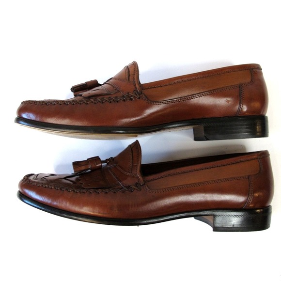 Giorgio‎ Brutini Le Glove Brown Leather Woven Tassel Loafers Men's Size 12D - Picture 4 of 11